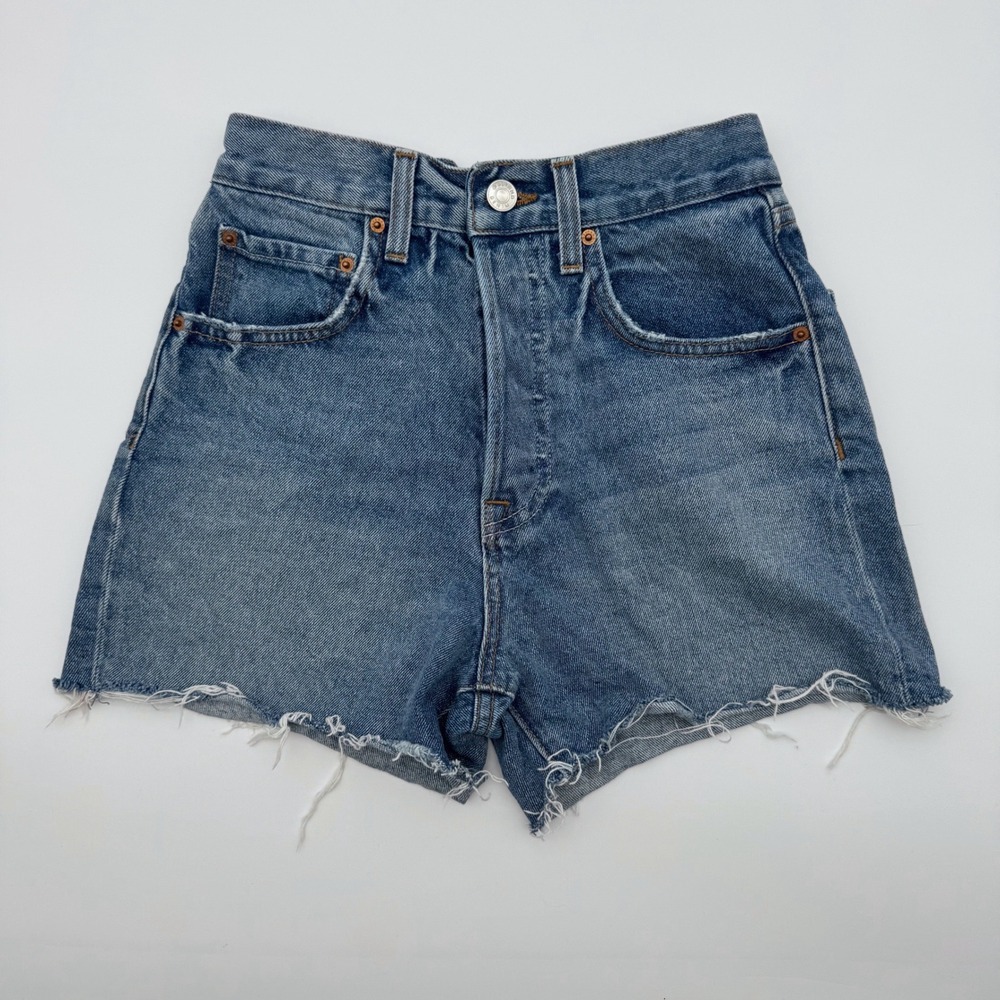 GRLFRND Denim High Rise Cut Off Shorts Sunday Morning Blue Jean Size 23